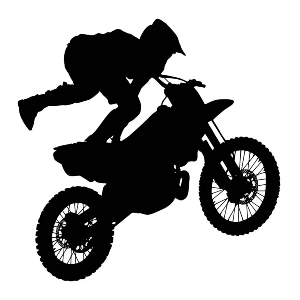 Silueta Vectorial Motocross Sobre Fondo Blanco — Archivo Imágenes Vectoriales