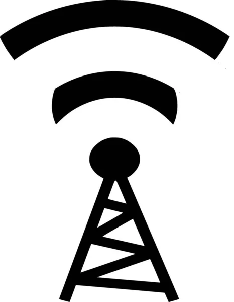 Vektorsilhouette Des Telekommunikationsturms Auf Weißem Hintergrund — Stockvektor