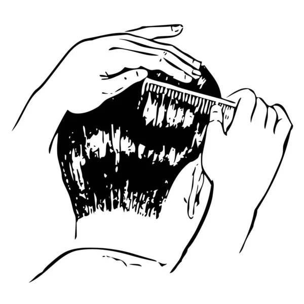Vector Silhouette Von Haircut Styling Auf Weißem Hintergrund — Stockvektor