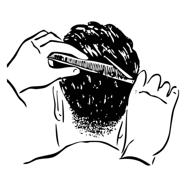 Beyaz Arkaplanda Saç Kesiminin Vektör Silueti — Stok Vektör