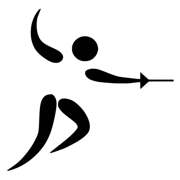 白い背景にフェンシングスポーツのベクトルシルエット — ストックベクタ