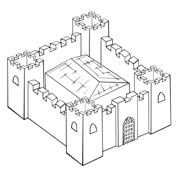 Vector Σιλουέτα Του Κάστρου Λευκό Φόντο — Διανυσματικό Αρχείο