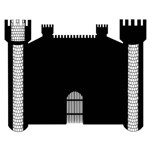 Vektor Silhouette Der Burg Auf Weißem Hintergrund — Stockvektor
