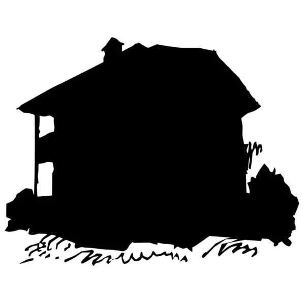 Vektor Silhouette Des Hauses Auf Weißem Hintergrund — Stockvektor