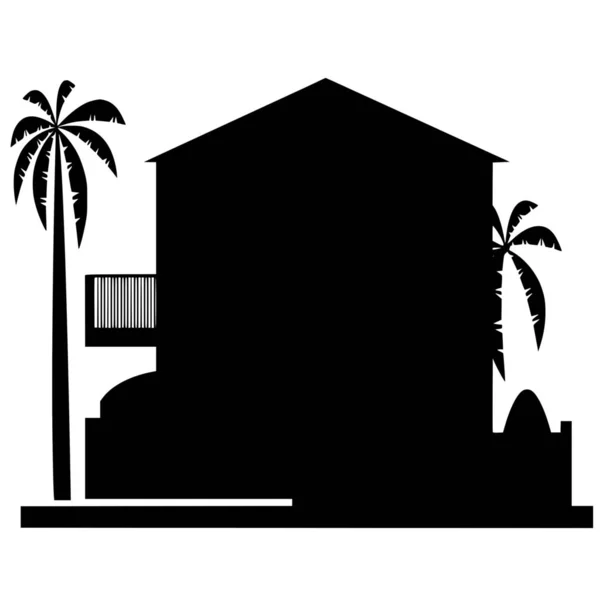 Silhouette Vectorielle Maison Sur Fond Blanc — Image vectorielle