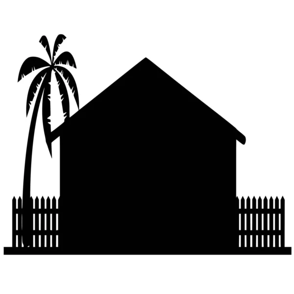 Silhouette Vectorielle Maison Sur Fond Blanc — Image vectorielle
