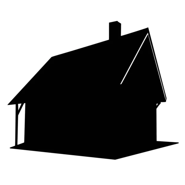Vector Silhouette House White Background — Stock Vector