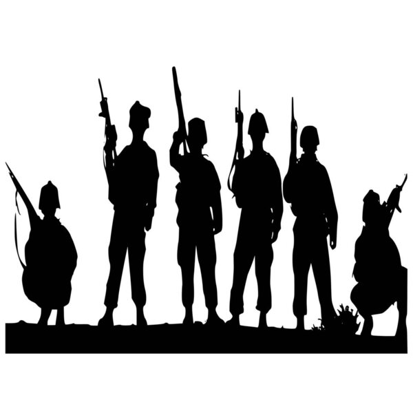 Vector silhouette of Soldier on white background