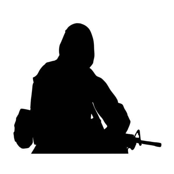 Vector Silhouette Soldier White Background — Stock Vector