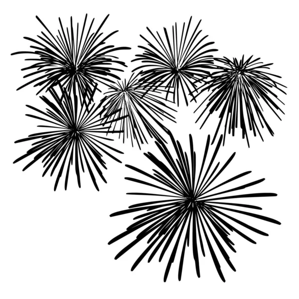 Vektorsilhouette Von Feuerwerk Auf Weißem Hintergrund — Stockvektor