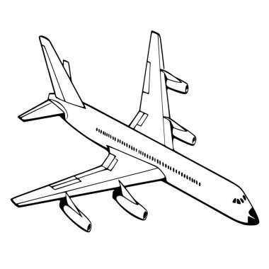 Beyaz arkaplanda uçağın vektör silueti