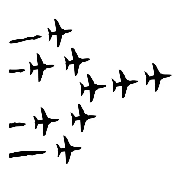 白い背景に飛行機のベクトルシルエット — ストックベクタ