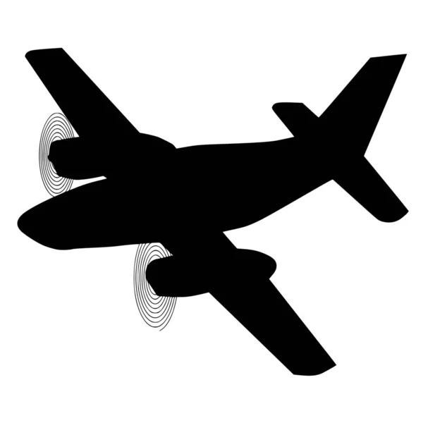 Vectorsilhouet Van Vliegtuig Witte Achtergrond — Stockvector