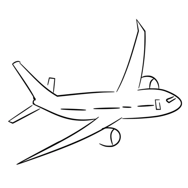 Vektorsilhouette Des Flugzeugs Auf Weißem Hintergrund — Stockvektor