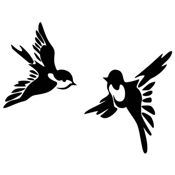 Siluet Vektor Burung Kebebasan Pada Latar Belakang Putih - Stok Vektor