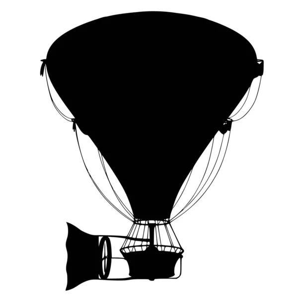 Vektor Silhuett Varmluftsballong Vit Bakgrund — Stock vektor