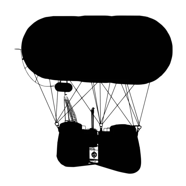 Vector Silhouet Van Heteluchtballon Witte Achtergrond — Stockvector