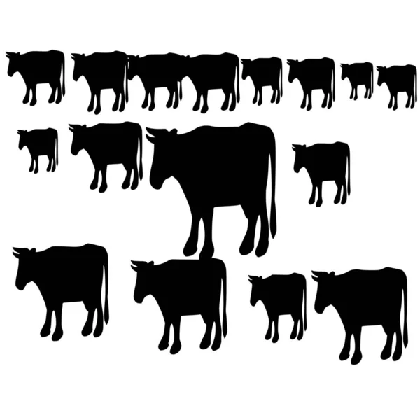 Sílhueta Vetorial Vaca Sobre Fundo Branco — Vetor de Stock