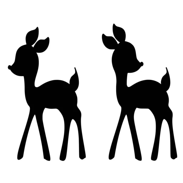 Vector Silhouette Deer White Background — Stock Vector