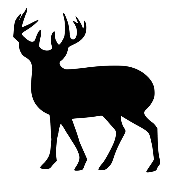Vektorsilhouette Von Hirschen Auf Weißem Hintergrund — Stockvektor
