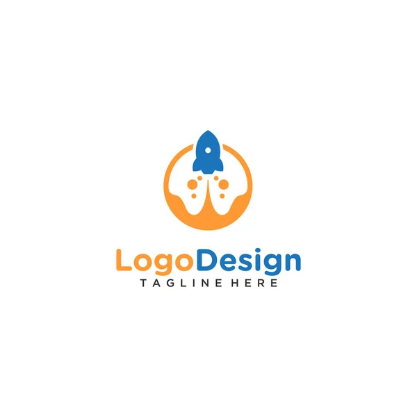 Ilustração Simples Vetor Design Logotipo Foguete Inicialização —  Vetores de Stock