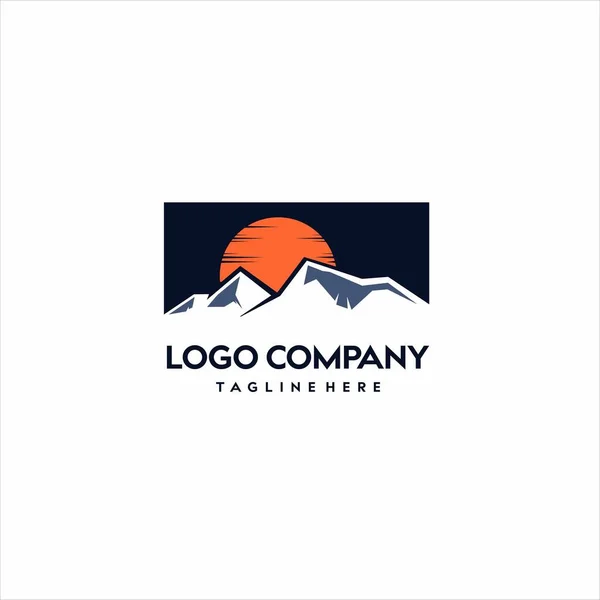 Colinas Com Lua Noite Modelo Design Logotipo —  Vetores de Stock