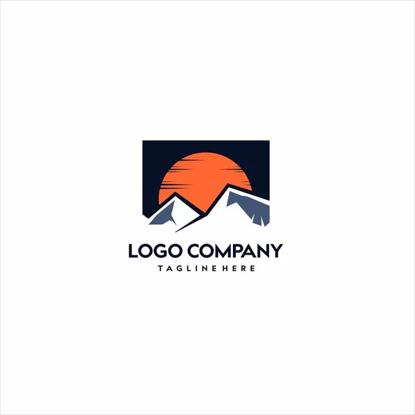 Colinas Com Lua Sol Modelo Design Logotipo —  Vetores de Stock