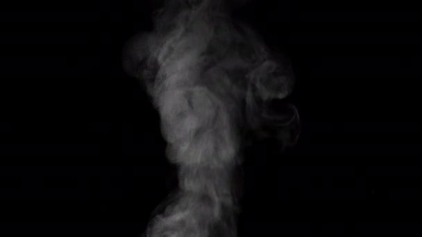 Pozadí Zpomalené Video Kouře Vroucí Vody Černém Pozadí Stoupá Pára — Stock video