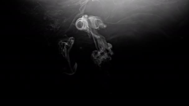 Videoclip Abstract Fum Alb Dintr Coș Fum Fundal Negru Aprinderea — Videoclip de stoc