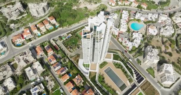 Vista Aérea Del Paisaje Urbano Limassol Chipre Arquitectura Con Nuevos — Vídeos de Stock