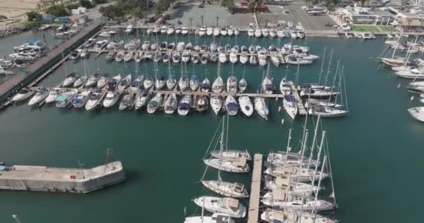 Veduta Aerea Del Porto Turistico Con Barche Yacht Ormeggiati Porto — Video Stock