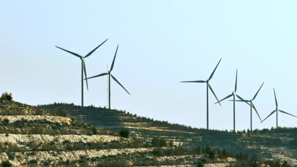 Letecký Pohled Krajinu Větrné Elektrárny Výroba Výroba Větrné Energie Větrnými — Stock video