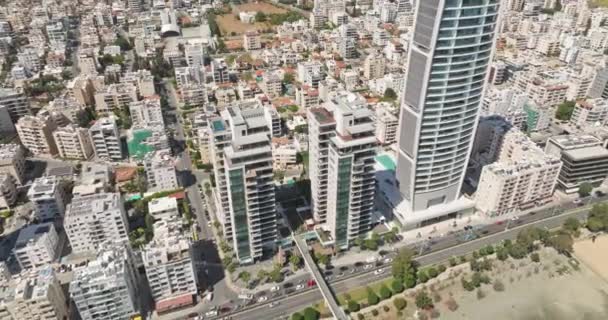 Вид Воздуха Городской Пейзаж Высокими Зданиями Апартаменты Бизнес Центры Центре — стоковое видео