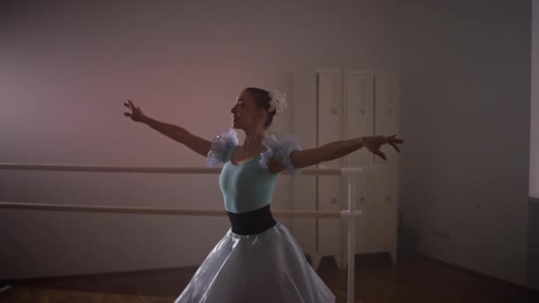 Belle Ballerine Dansant Ballet Pas Dans Salle Bal Art Chorégraphie — Video