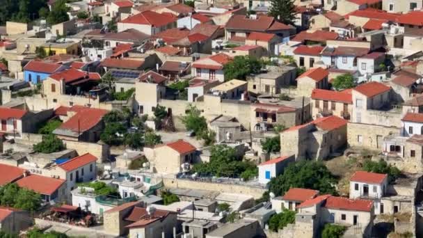 Vue Aérienne Paysage Urbain Lefkara Chypre Architecture Une Vieille Ville — Video