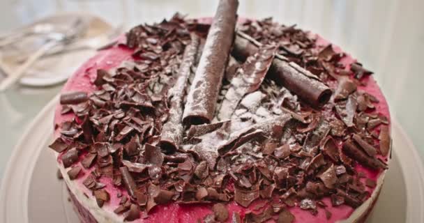 Шоколадный Торт Фоновое Видео Праздником Сладостей Веселья Высококачественные Кадры — стоковое видео