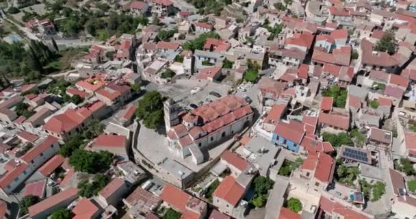 Luftaufnahme Von Lefkara Zypern Stadtbild Zentrum Der Stadt Steht Eine — Stockvideo