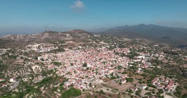 Lefkaras Architectural Gem Breathtaking Drone Views Old Towns Red Roofed — Vídeo de Stock