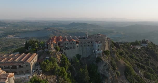 Sacred Beauty Unveiled Aerial Exploration Stavrovouni Monastery Orthodox Church Breathtaking — Vídeos de Stock