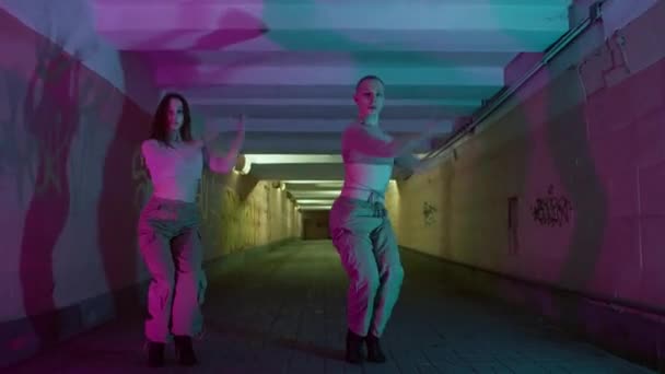 Chico Una Chica Están Bailando Bailes Sexy Urbanos Hermosos Movimientos — Vídeo de stock