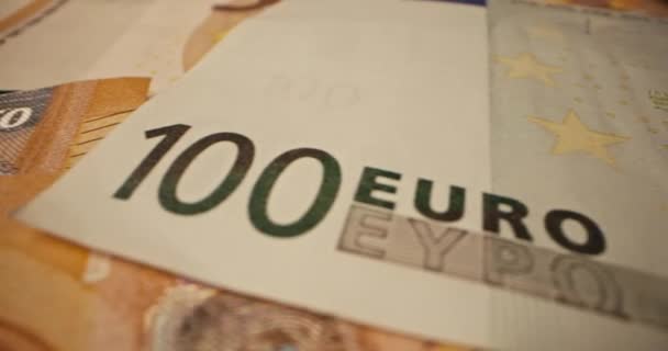 Close Das Notas Euro Troca Moeda Banco Negócios Contratos Euros — Vídeo de Stock