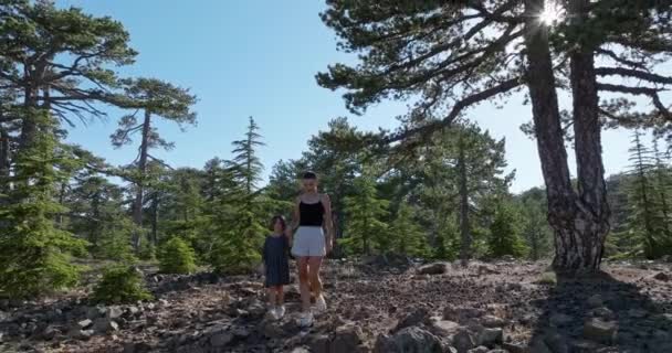 Vue Aérienne Mont Olympe Chypre Mère Fille Montent Sommet Montagne — Video