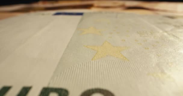 Close Van Euro Valuta Verschillende Denominaties Tafel Banken Forex Transacties — Stockvideo