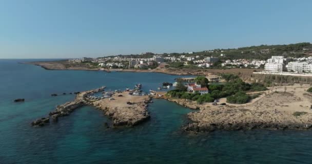 Спектакльная Воздушная Перспектива Cypruss Green Bay Turtle Beach Высококачественные Кадры — стоковое видео
