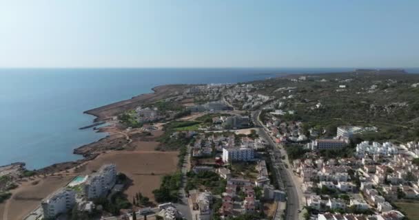 Вид Повітря Кіпр Протарас Прекрасна Берегова Лінія Туристичного Центру Острові — стокове відео