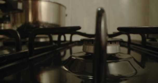 Büyüleyici Mutfak Yolculuğu Gaz Fırını Ateşleme Yakma Süreci Nin Yakın — Stok video