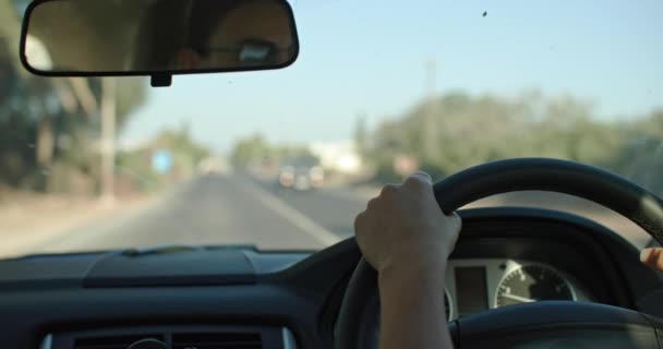 車の車輪に手をかける女性のズームドインビュー ロードトリップに行く少女 高品質の4K映像 — ストック動画