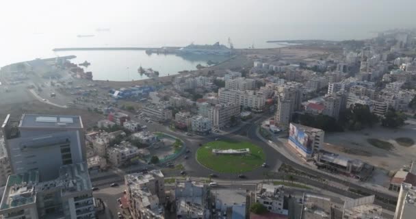 Widok Lotu Ptaka Krajobraz Miasta Larnaka Cyprze Coasive Plaże Zatoki — Wideo stockowe