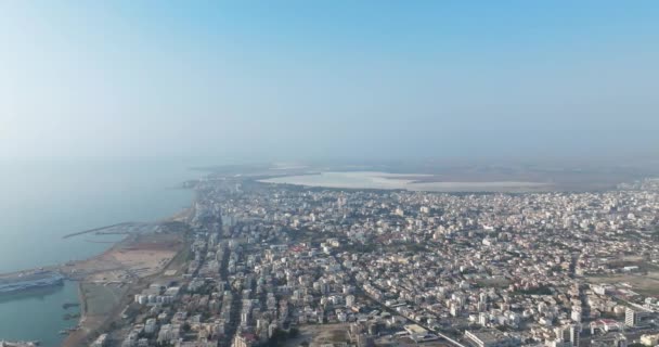 Aerial View Cityscape Larnaca Cyprus Seaside Resort Town Island Luxury — Stock Video
