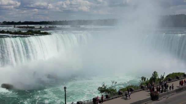 Vista Aérea Niagara Falls Bela Natureza Com Rio Sua Água — Vídeo de Stock
